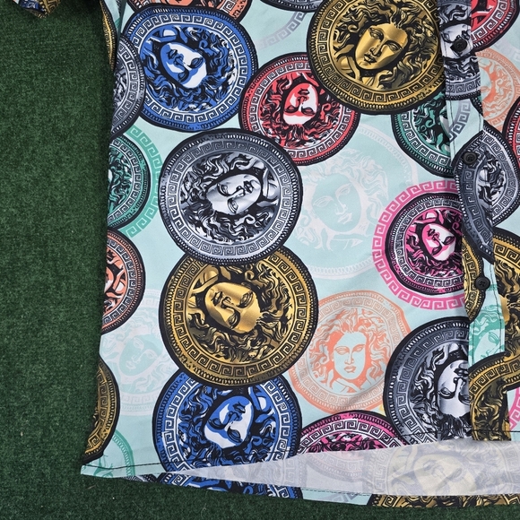 Red Ape | MCMXXXIII Medusa Coin Flip Button Down Mens Shirt - Plus SIZE 4x - Picture 11 of 16